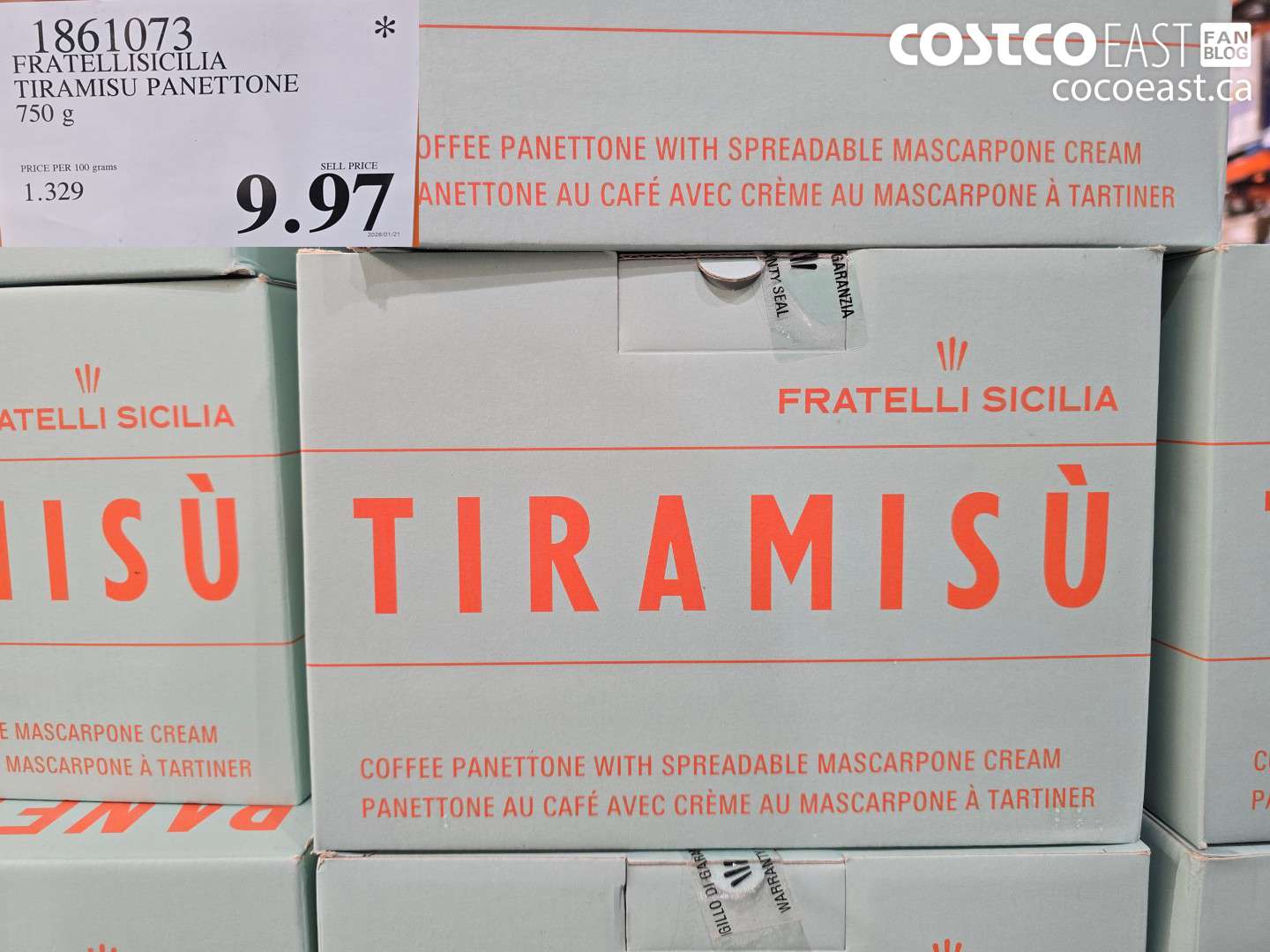 1861073 FRATELLISICILIA TIRAMISU PANETTONE 750 G $9.97