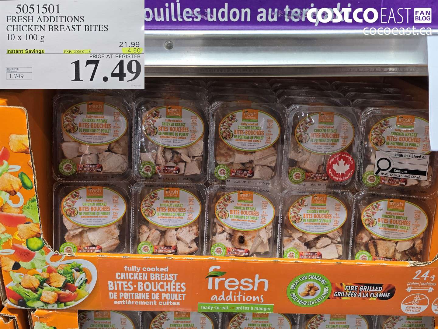 5051501 FRESH ADDITIONS CHICKEN BREAST BITES 10 X 100 G ($4.50 INSTANT SAVINGS EXPIRES ON 2026-01-18) $17.49