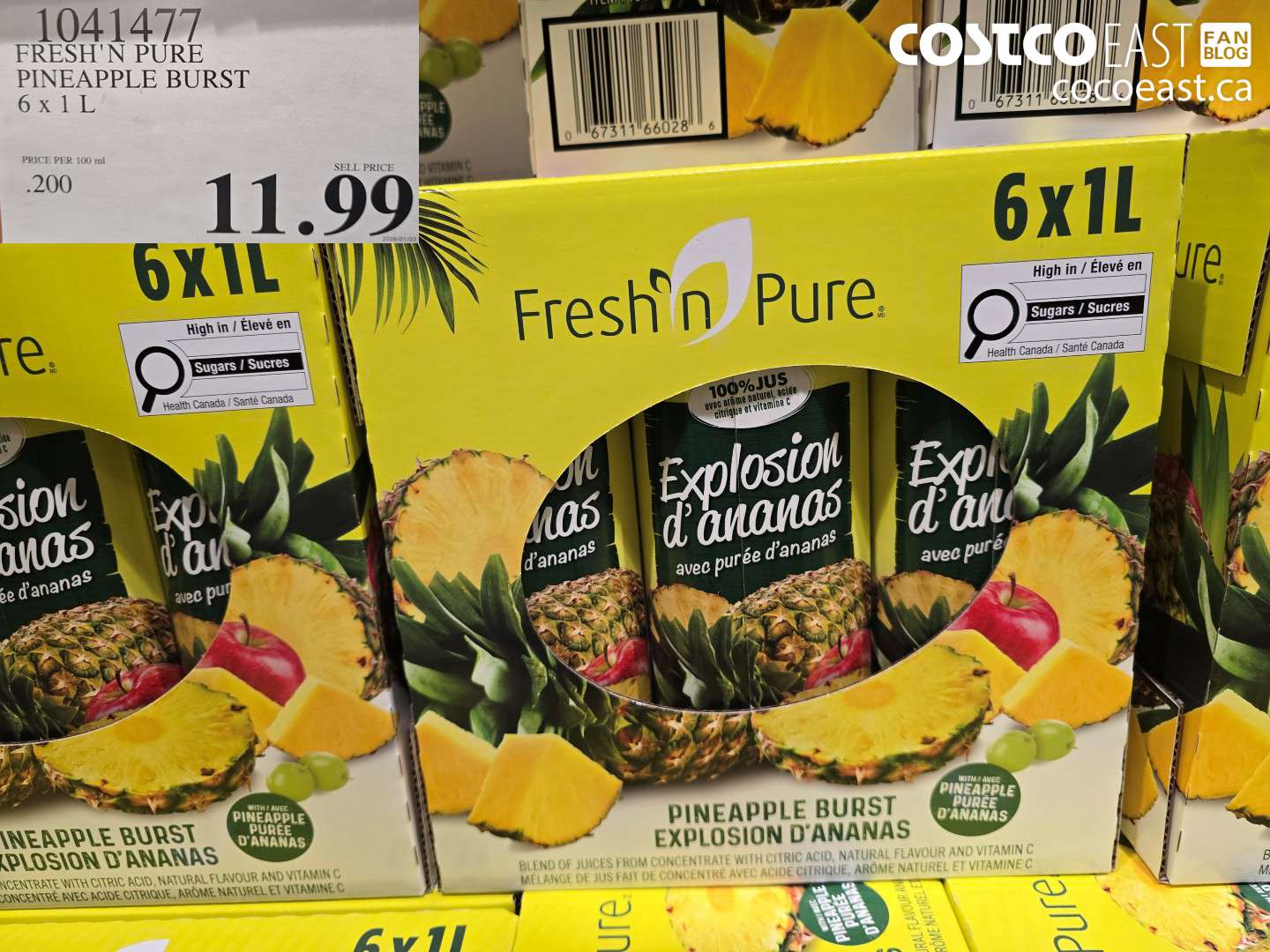 1041477 FRESH N PURE PINEAPPLE BURST 6 X 1L $11.99