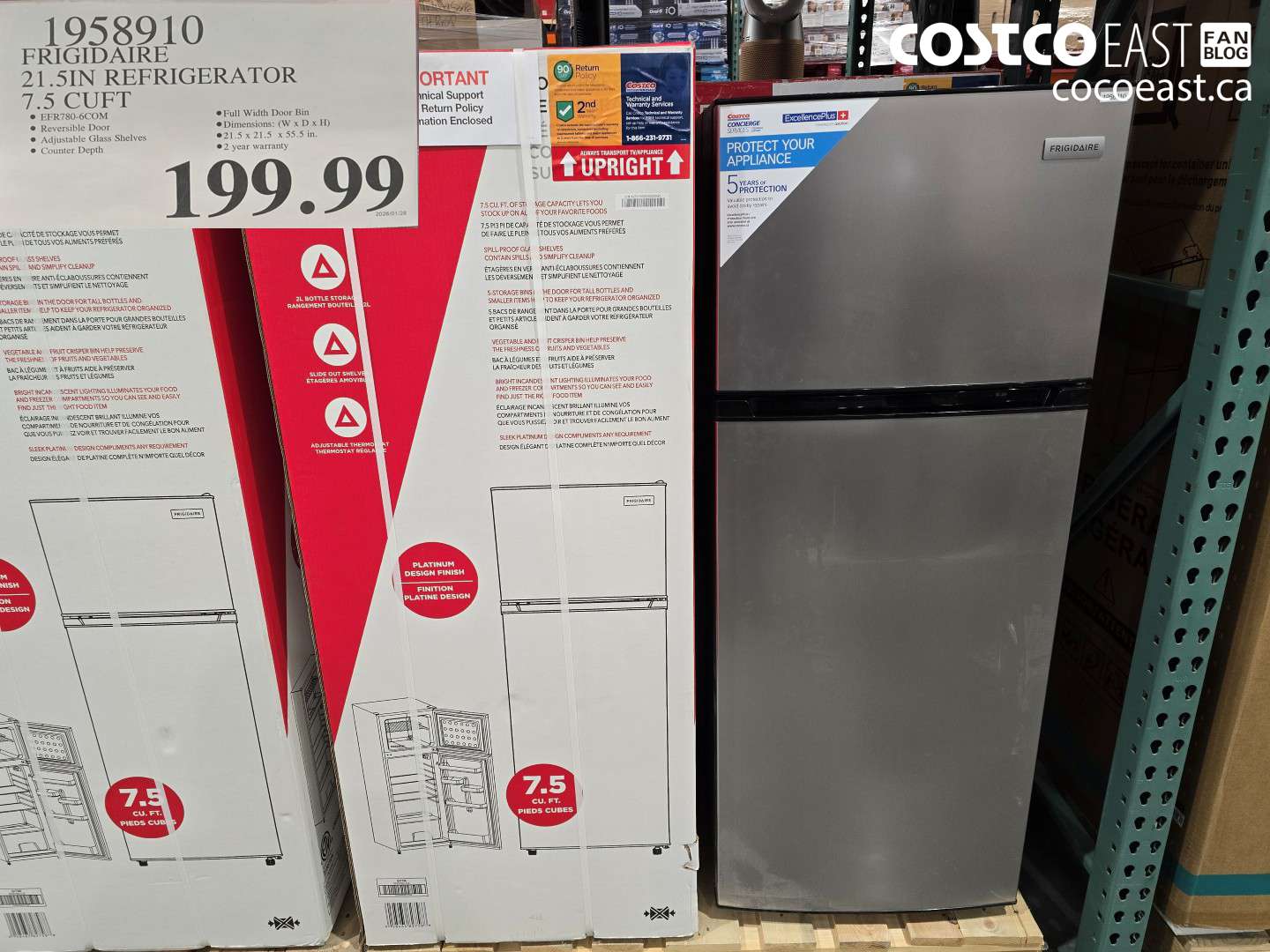 1958910 FRIGIDAIRE 21.5IN REFRIGERATOR 75 CURT $199.99