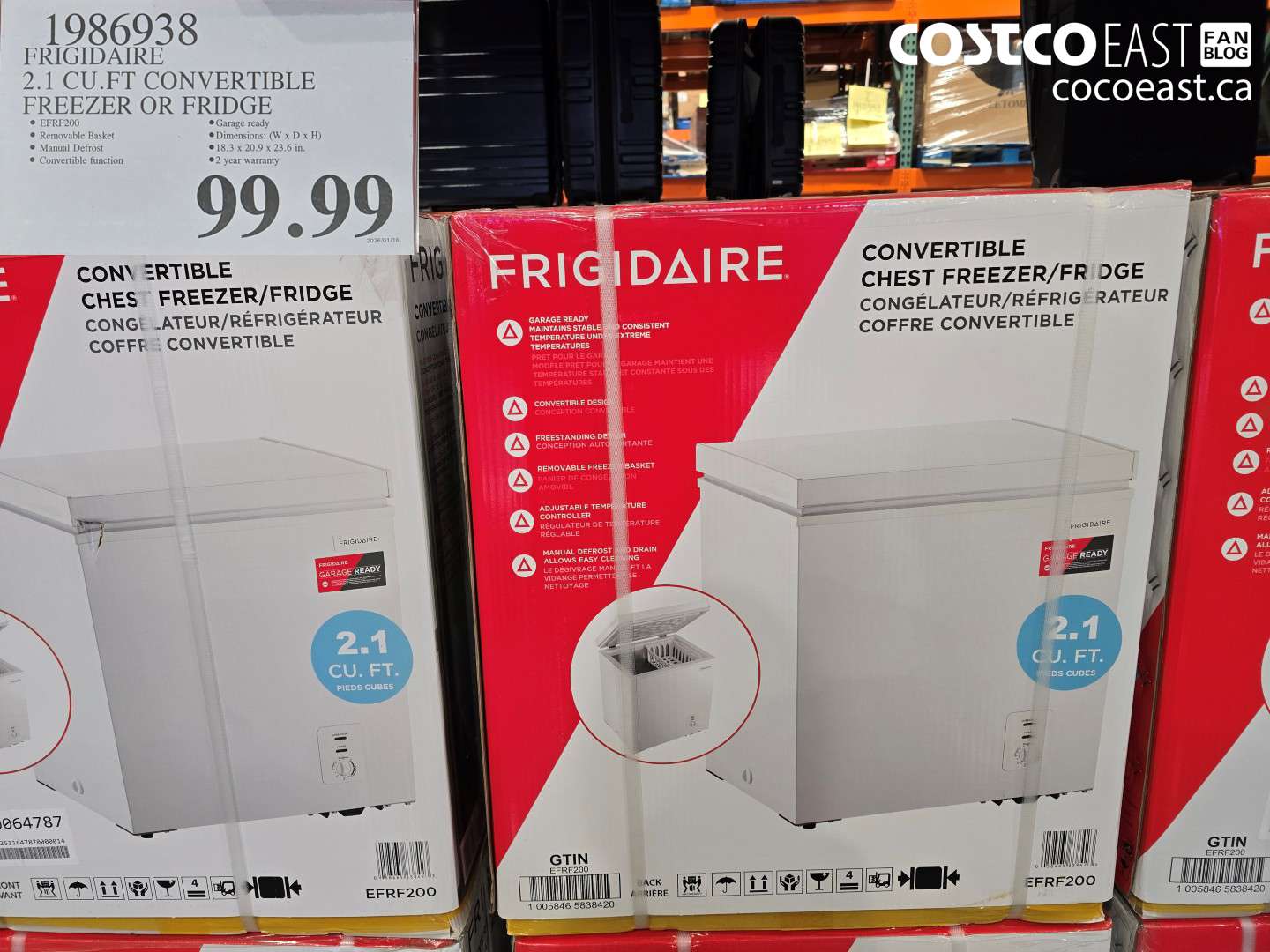 1986938 FRIGIDAIRE 2.1 CU.FT CONVERTIBLE FREEZER OR FRIDGE $99.99