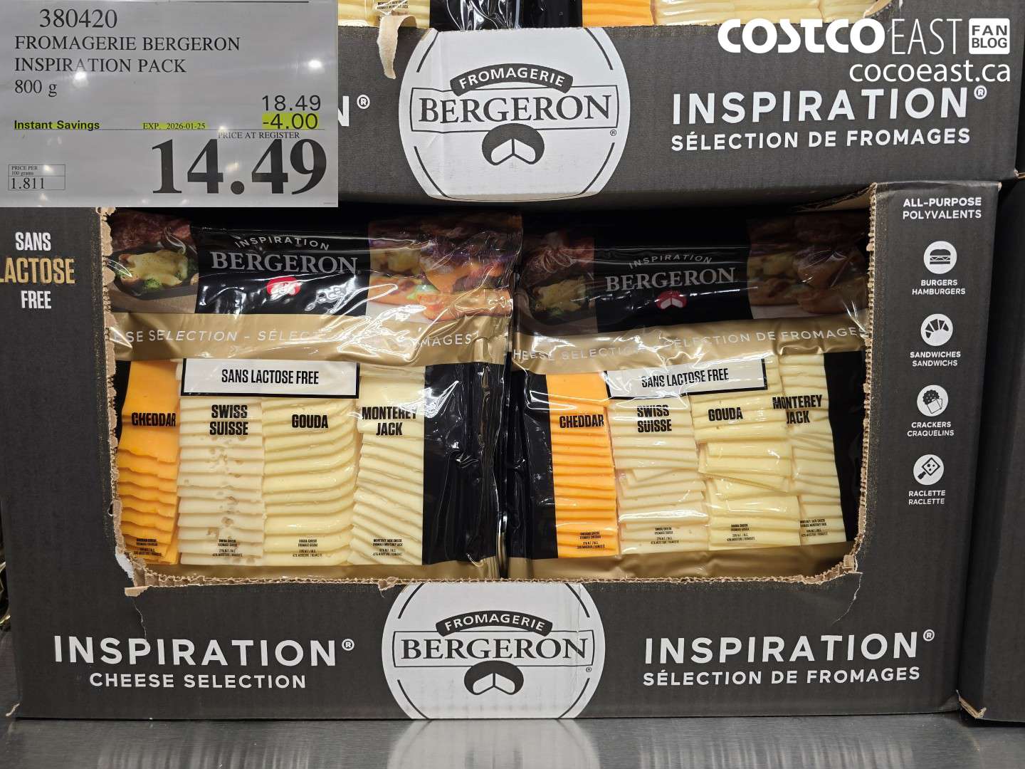 380420 FROMAGERIE BERGERON INSPIRATION PACK 800 G ($4.00 INSTANT SAVINGS EXPIRES ON 2026-01-25) $14.49