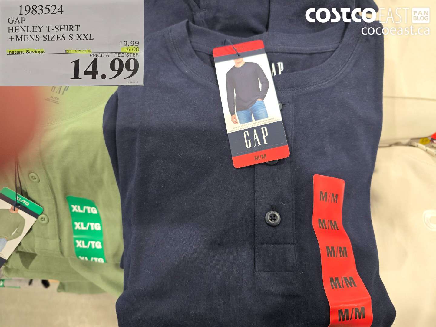 1983524 GAP HENLEY T-SHIRT +MENS SIZES S-XXL ($5.00 INSTANT SAVINGS EXPIRES ON 2026-02-15) $14.99