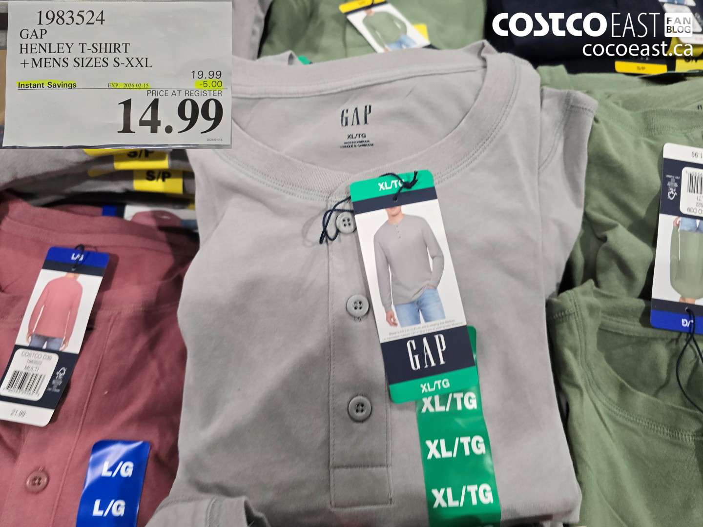 1983524 GAP HENLEY T-SHIRT +MENS SIZES S-XXL ($5.00 INSTANT SAVINGS EXPIRES ON 2026-02-15) $14.99