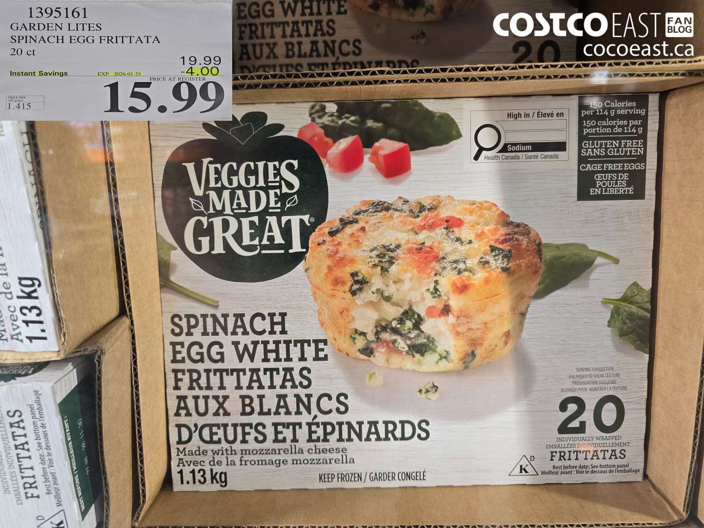 1395161 GARDEN LITES SPINACH EGG FRITTATA 20 ct ($4.00 INSTANT SAVINGS EXPIRES ON 2026-01-25) $15.99