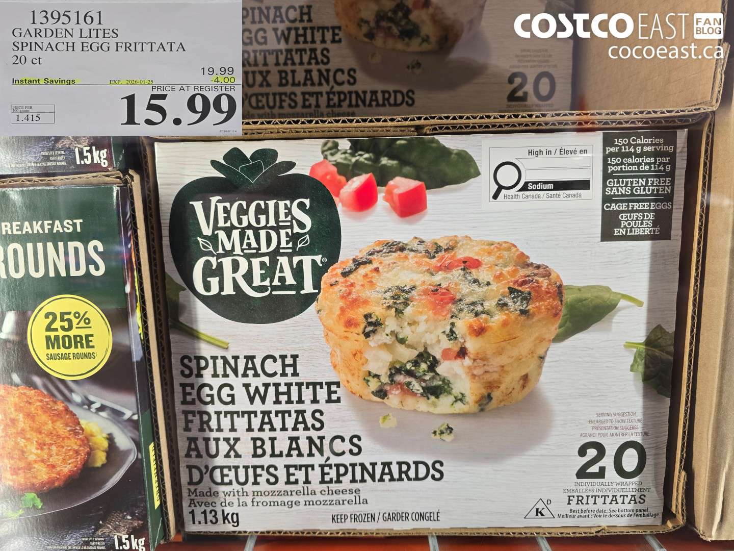 1395161 GARDEN LITES SPINACH EGG FRITTATA 20 ct ($4.00 INSTANT SAVINGS EXPIRES ON 2026-01-25) $15.99