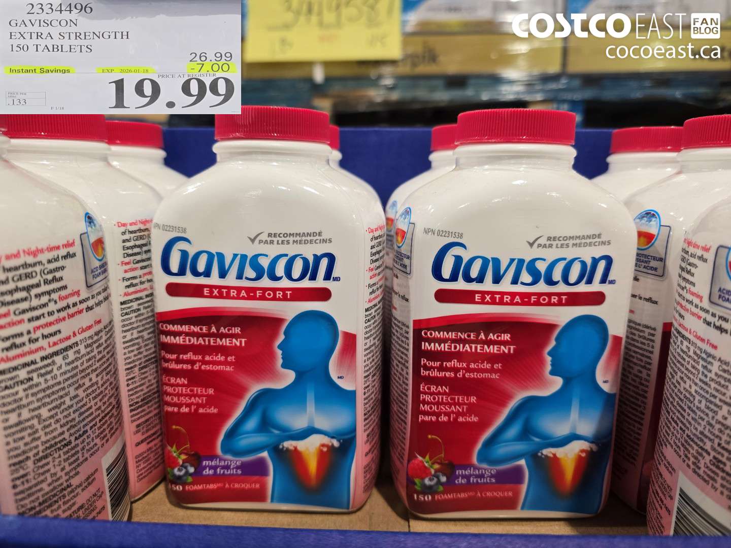 2334496 GAVISCON EXTRA STRENGTH 150 TABLETS ($7.00 INSTANT SAVINGS EXPIRES ON 2026-01-18) $19.99
