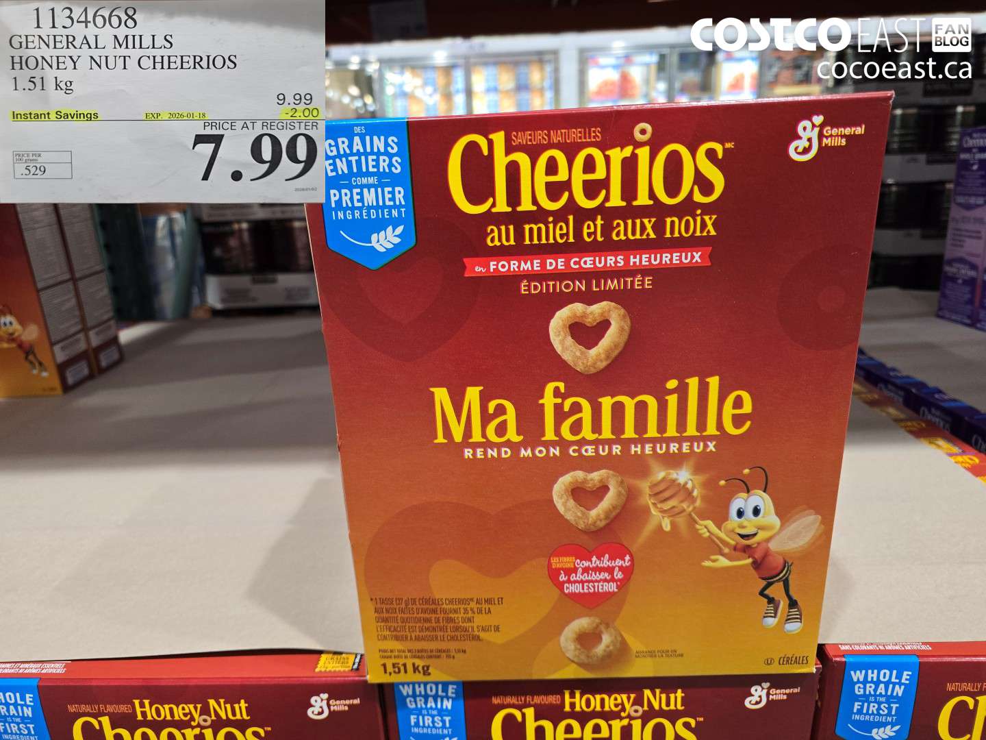 1134668 GENERAL MILLS HONEY NUT CHEERIOS 1.51 kg ($2.00 INSTANT SAVINGS EXPIRES ON 2026-01-18) $7.99