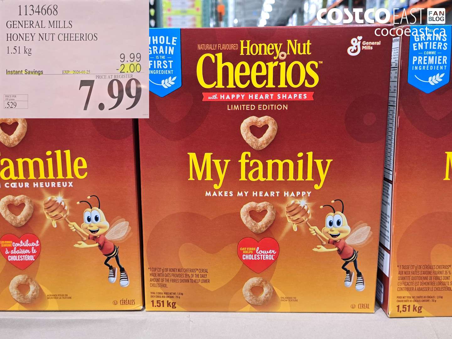 1134668 GENERAL MILLS HONEY NUT CHEERIOS 1.51 kg ($2.00 INSTANT SAVINGS EXPIRES ON 2026-01-25) $7.99