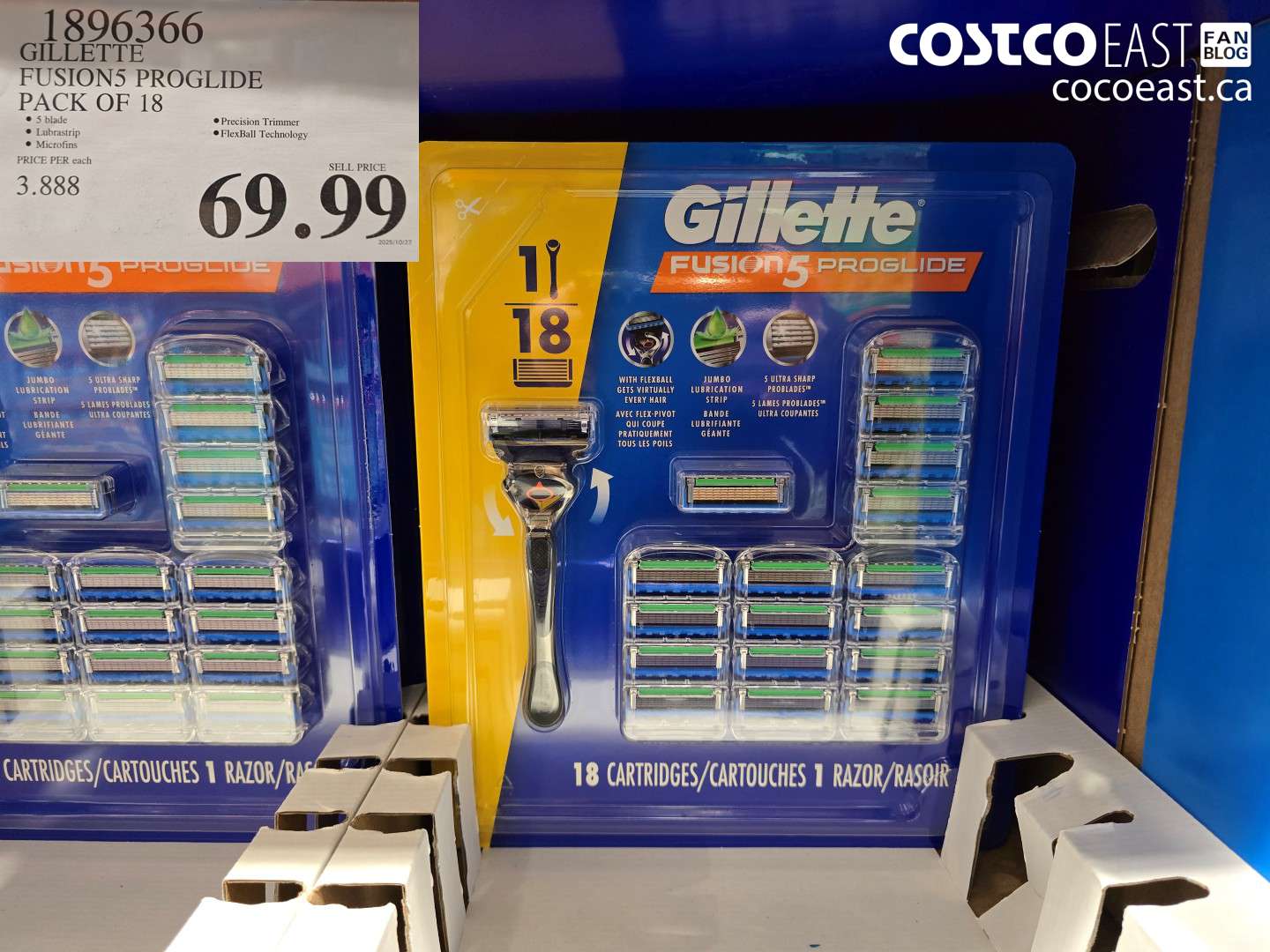 1896366 GILLETTE FUSION5 PROGLIDE PACK OF 18 $69.99