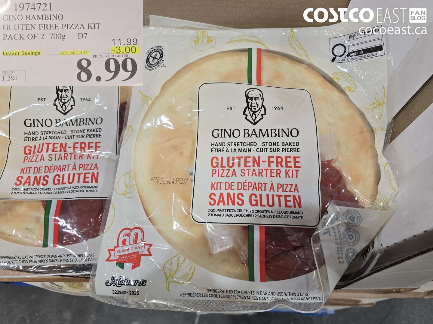 1974721 GINO BAMBINO GLUTEN FREE PIZZA KIT PACK OF 2 700g ($3.00 INSTANT SAVINGS EXPIRES ON 2026-01-18) $8.99