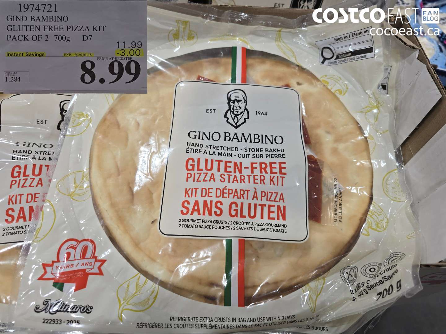 1974721 GINO BAMBINO GLUTEN FREE PIZZA KIT PACK OF 2 700g ($3.00 INSTANT SAVINGS EXPIRES ON 2026-01-18) $8.99