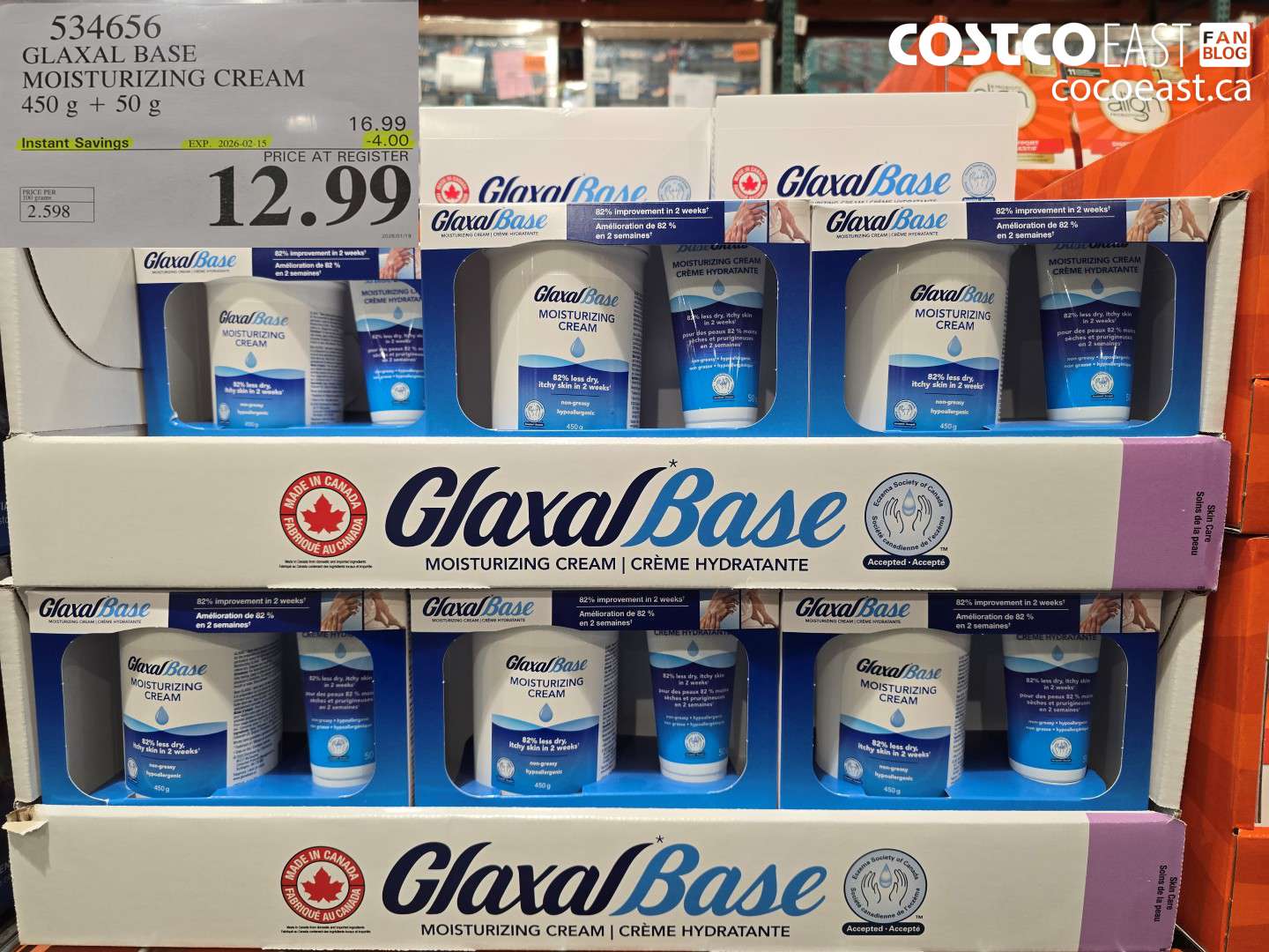 534656 GLAXAL BASE MOISTURIZING CREAM 450G + 50G ($4.00 INSTANT SAVINGS EXPIRES ON 2026-02-15) $12.99