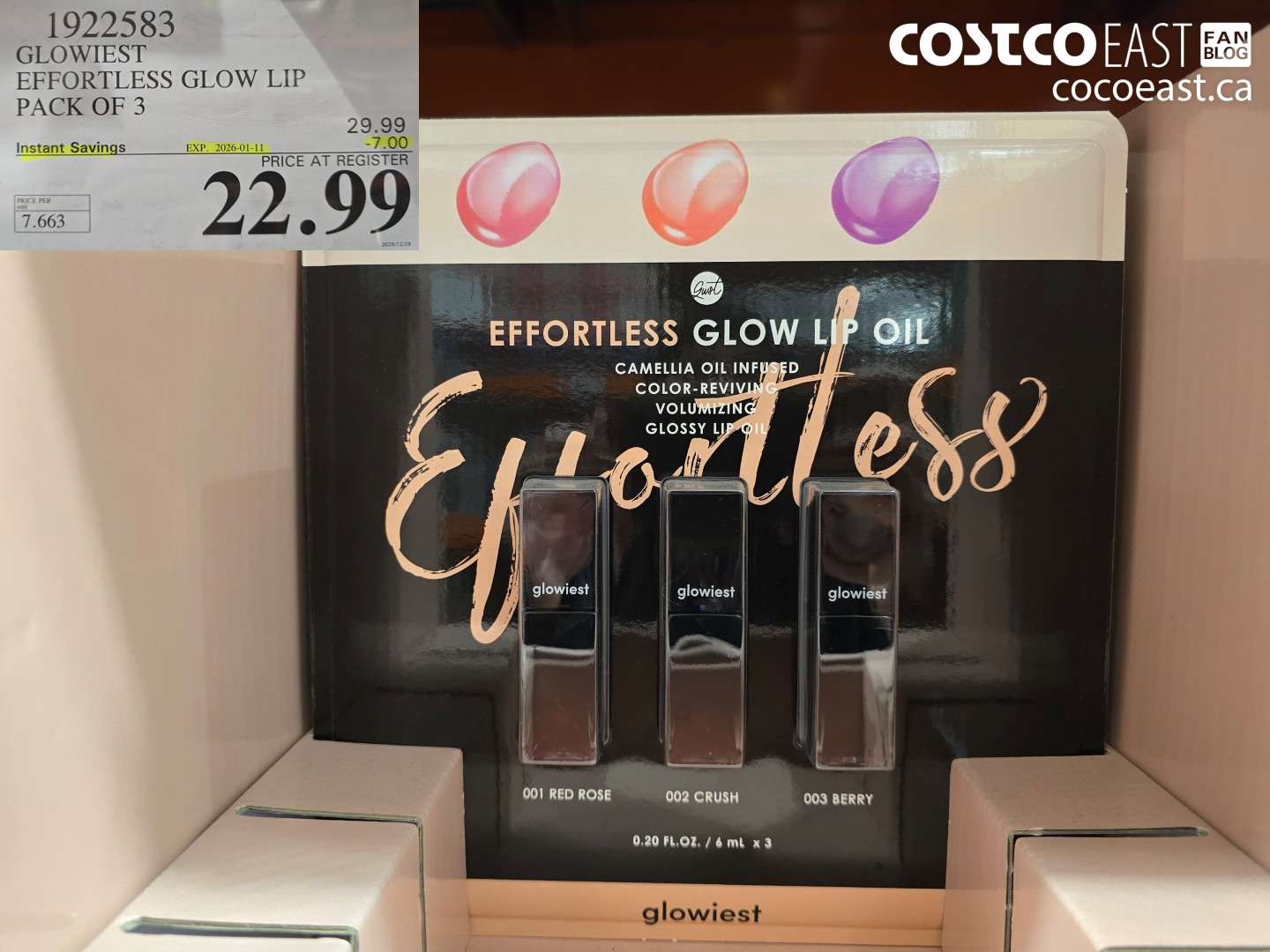 1922583 GLOWIEST EFFORTLESS GLOW LIP PACK OF 3 ($7.00 INSTANT SAVINGS EXPIRES ON 2026-01-11) $22.99