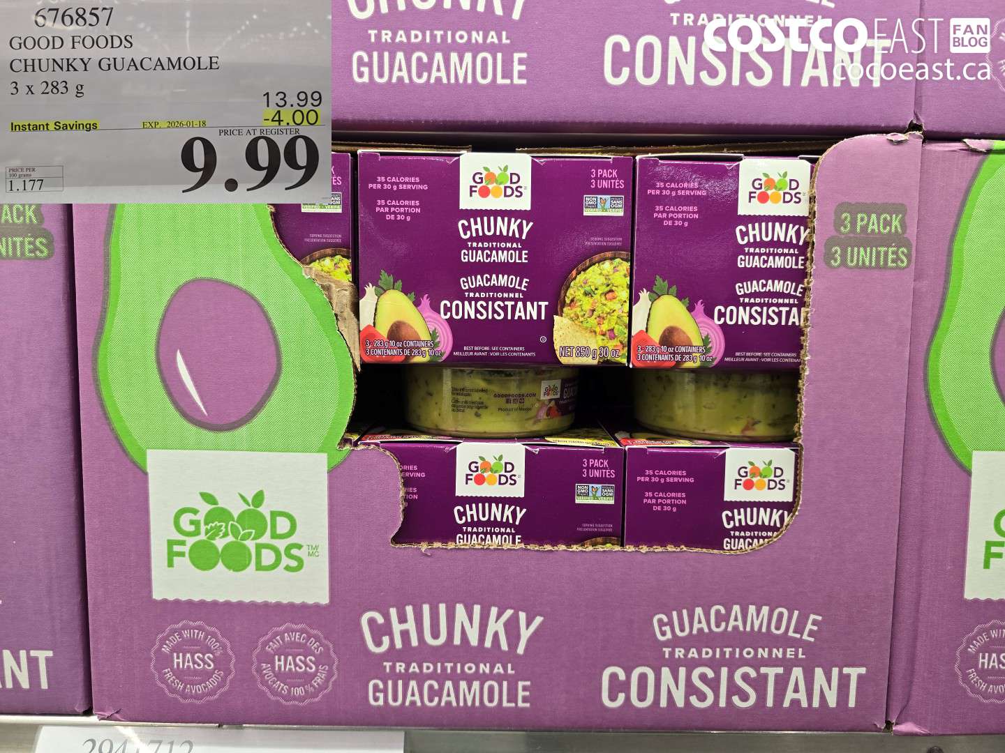 676857 GOOD FOODS CHUNKY GUACAMOLE 3 X 283 G ($4.00 INSTANT SAVINGS EXPIRES ON 2026-01-18) $9.99