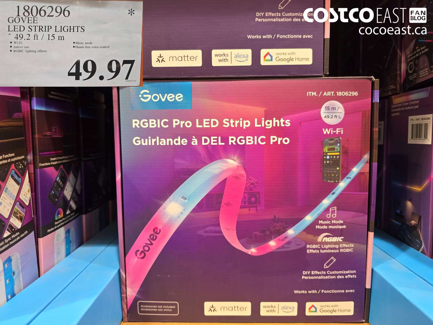 1806296 GOVEE LED STRIP LIGHTS 49.2 FT / 15 M $49.97