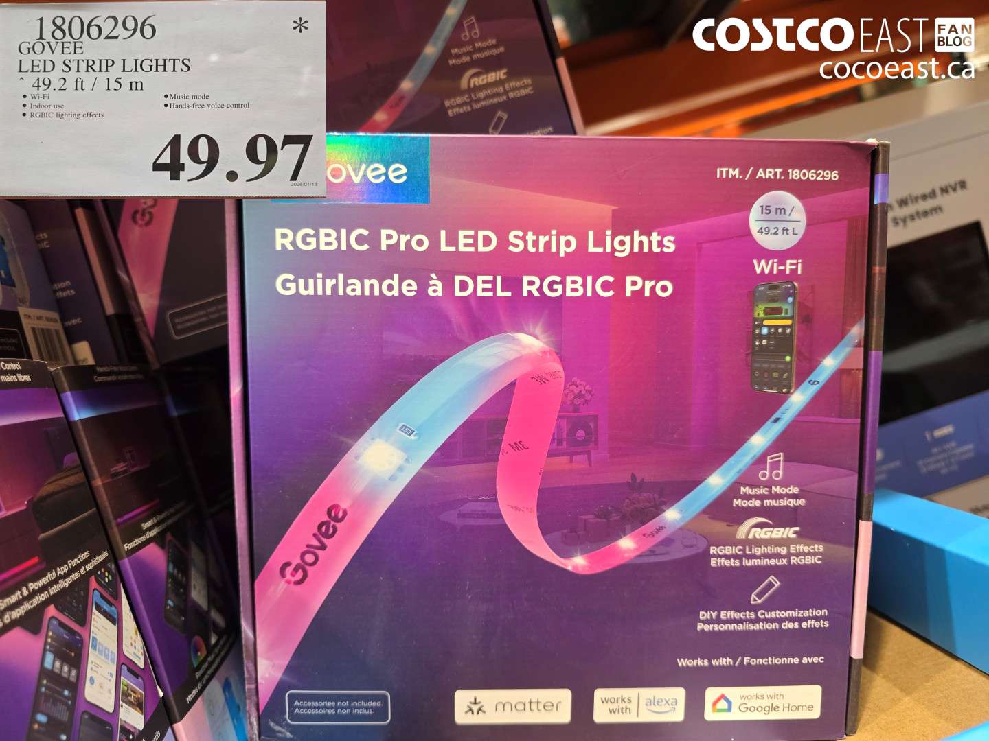 1806296 GOVEE LED STRIP LIGHTS 49.2 FT / 15 M $49.97