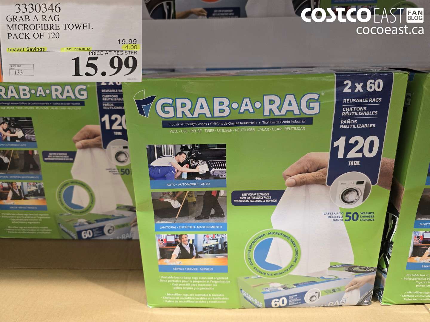 3330346 GRAB A RAG MICROFIBRE TOWEL PACK OF 120 ($4.00 INSTANT SAVINGS EXPIRES ON 2026-01-18) $15.99