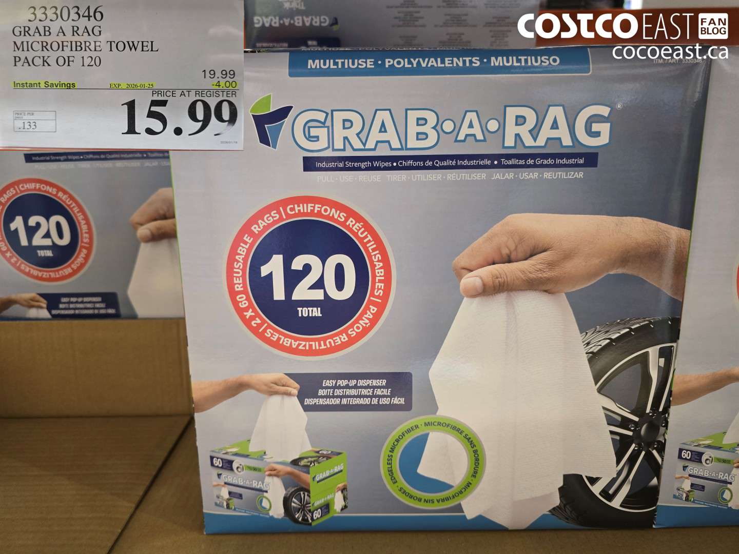 3330346 GRAB A RAG MICROFIBRE TOWEL PACK OF 120 ($4.00 INSTANT SAVINGS EXPIRES ON 2026-01-25) $15.99