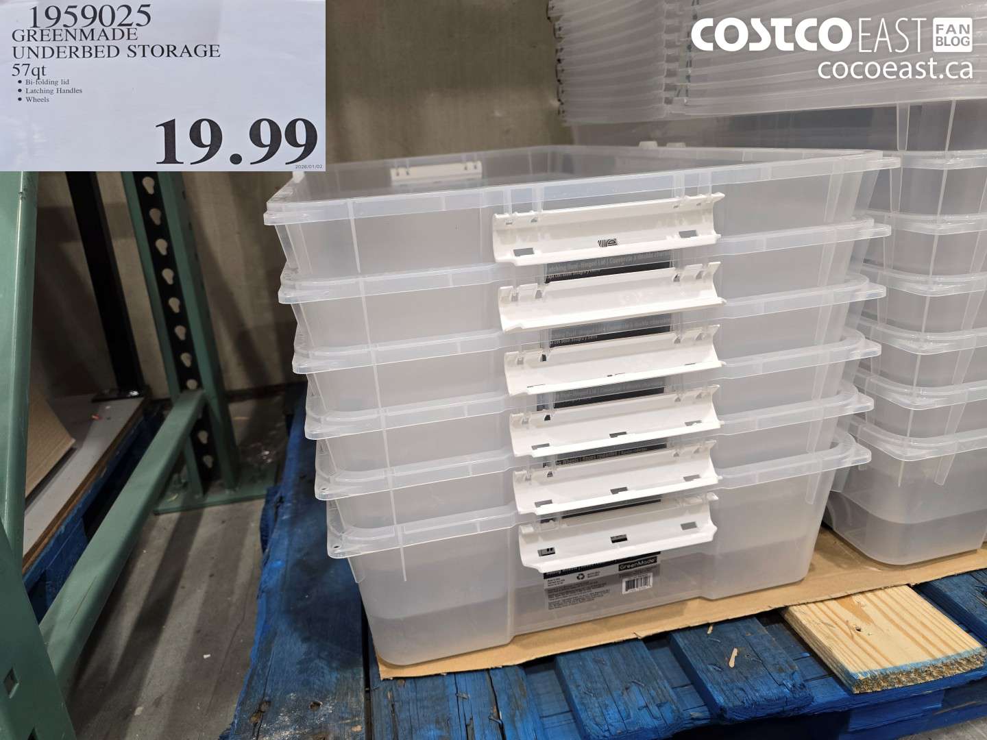 1959025 GREENMADE UNDERBED STORAGE 57 QT $19.99