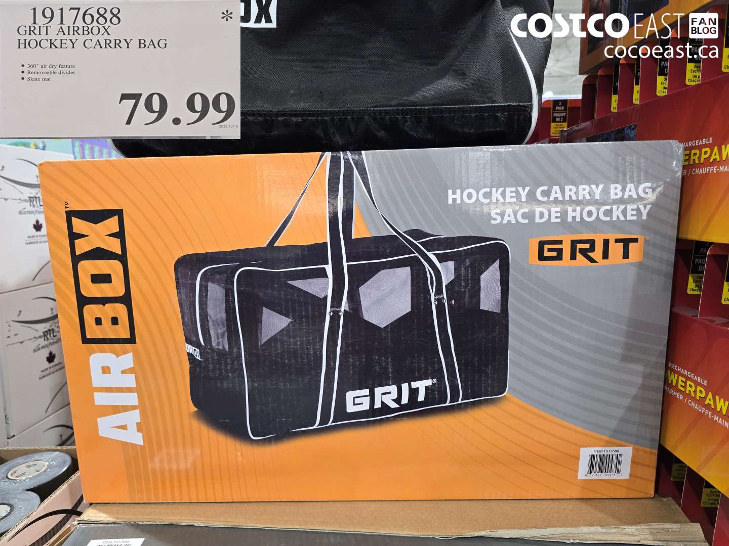 1917688 GRIT AIRBOX HOCKEY CARRY BAG $79.99