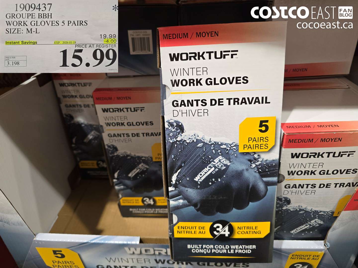 1909437 GROUPE BBH WORK GLOVES 5 PAIRS SIZE: M-L ($4.00 INSTANT SAVINGS EXPIRES ON 2026-01-19) $15.99