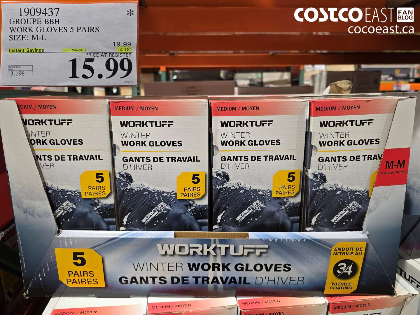 1909437 GROUPE BBH WORK GLOVES 5 PAIRS SIZE: M-L ($4.00 INSTANT SAVINGS EXPIRES ON 2026-01-19) $15.99