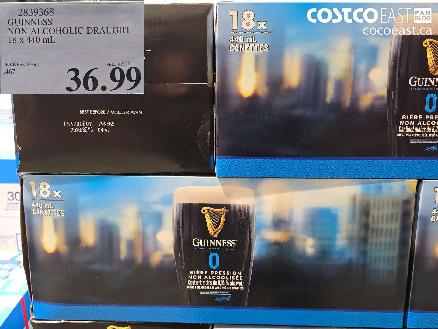 2839368 GUINNESS NON-ALCOHOLIC DRAUGHT 18 x 440 mL $36.99