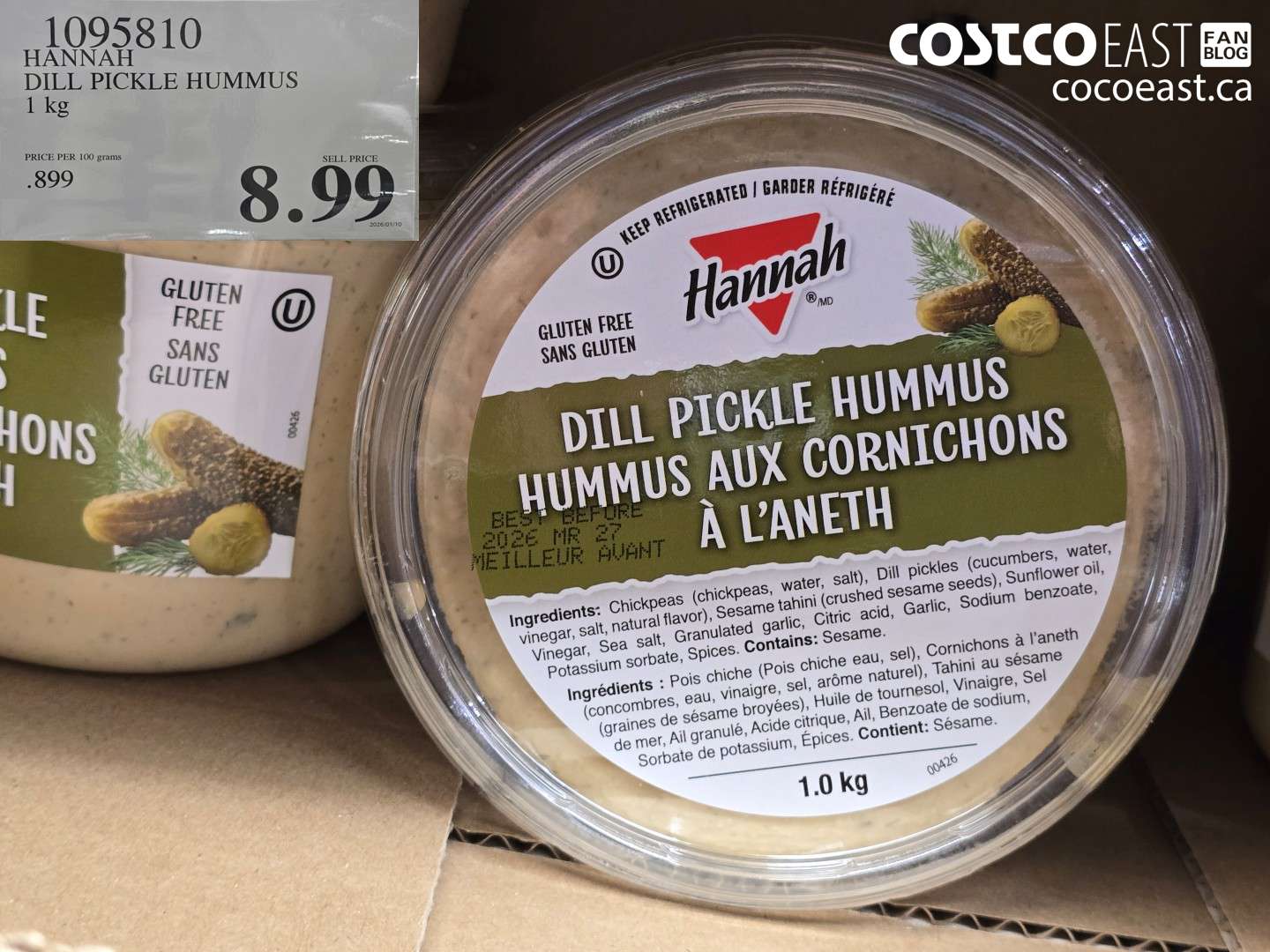 1095810 HANNAH DILL PICKLE HUMMUS 1 kg $8.99