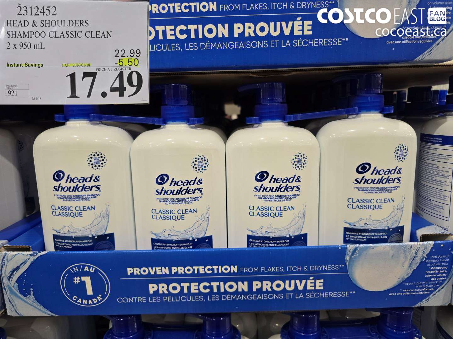 2312452 HEAD & SHOULDERS SHAMPOO CLASSIC CLEAN 2 X 950 ML ($5.50 INSTANT SAVINGS EXPIRES ON 2026-01-18) $17.49