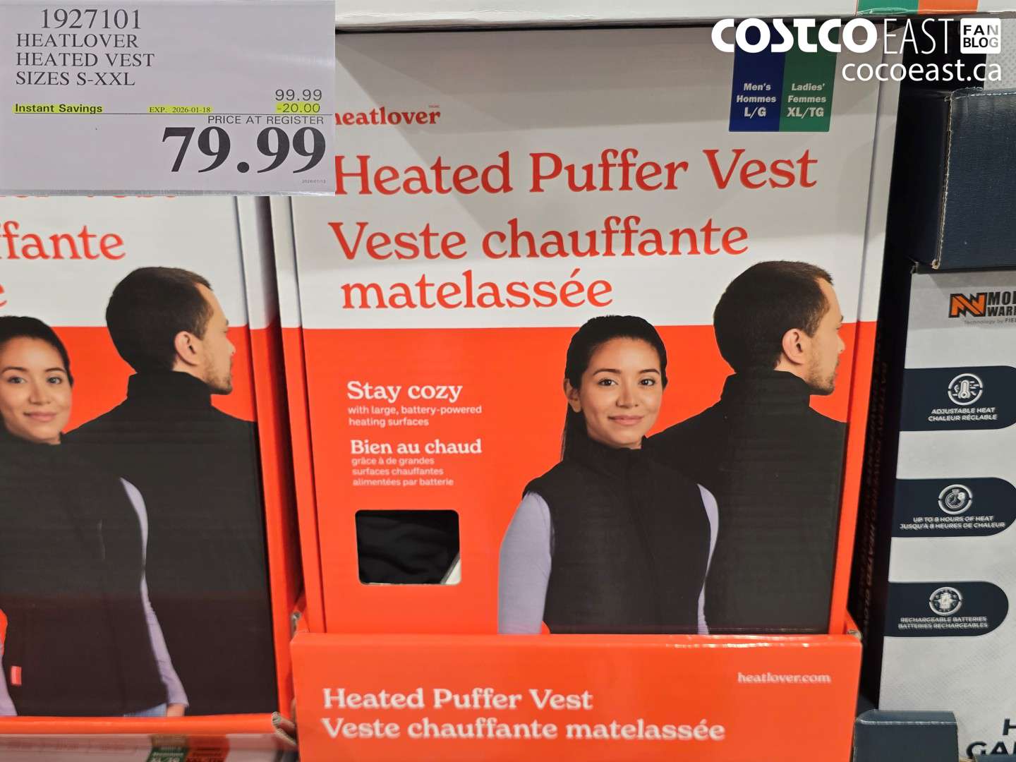 1927101 HEATLOVER HEATED VEST SIZES S-XXL ($20.00 INSTANT SAVINGS EXPIRES ON 2026-01-18) $79.99