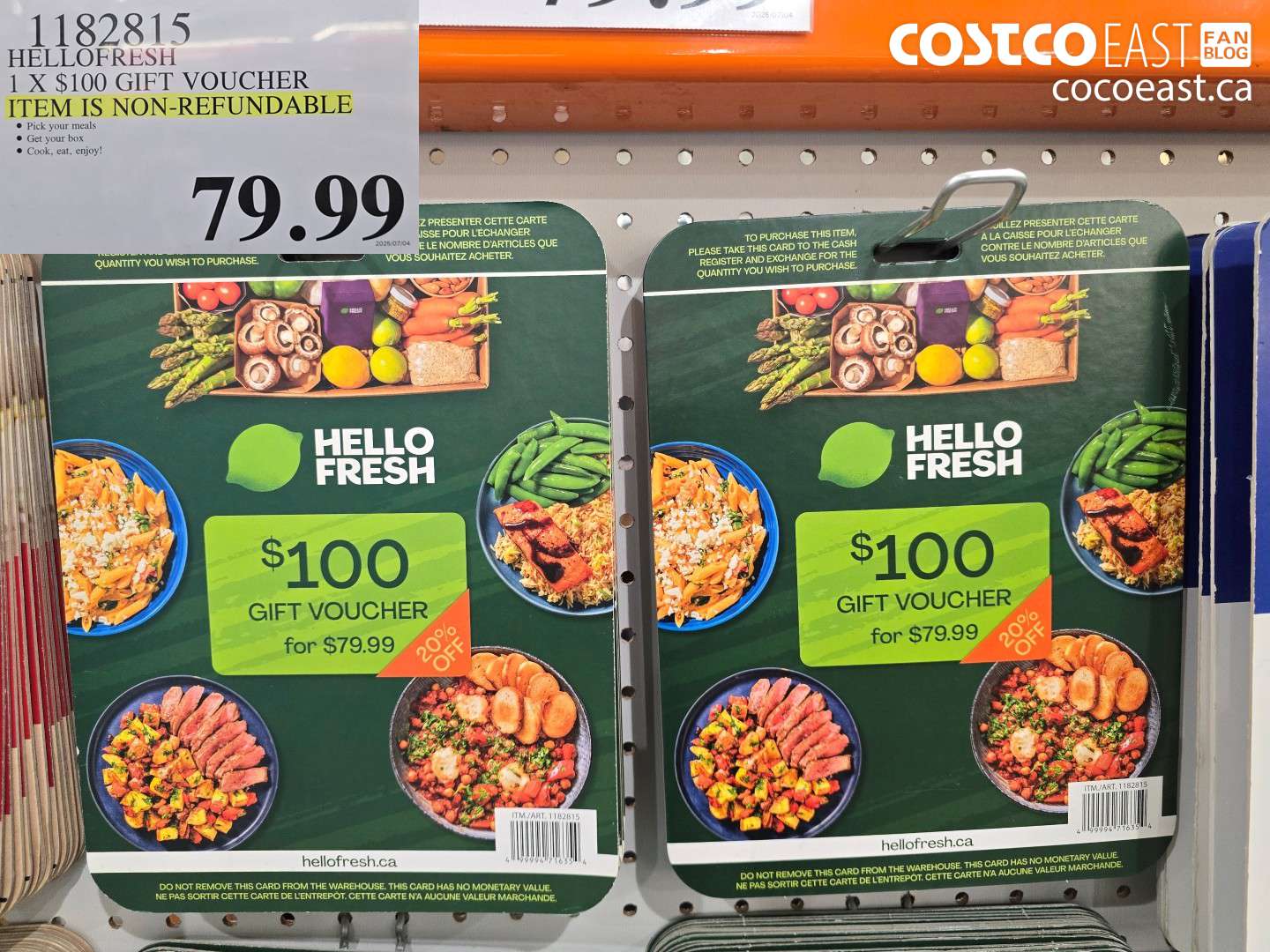 1182815 HELLOFREGH GIFT CARD 1 X $100 THIS ITEM IS NON-REFUNDABLE $79.99