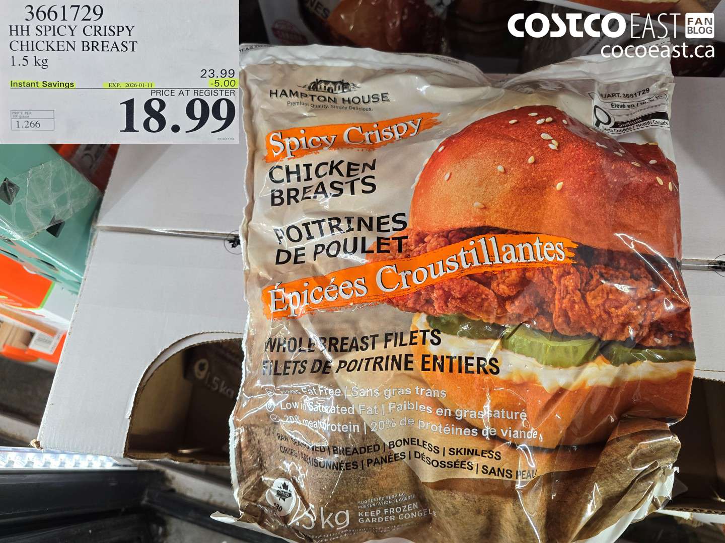 3661729 HH SPICY CRISPY CHICKEN BREAST 1.5 kg ($5.00 INSTANT SAVINGS EXPIRES ON 2026-01-11) $18.99