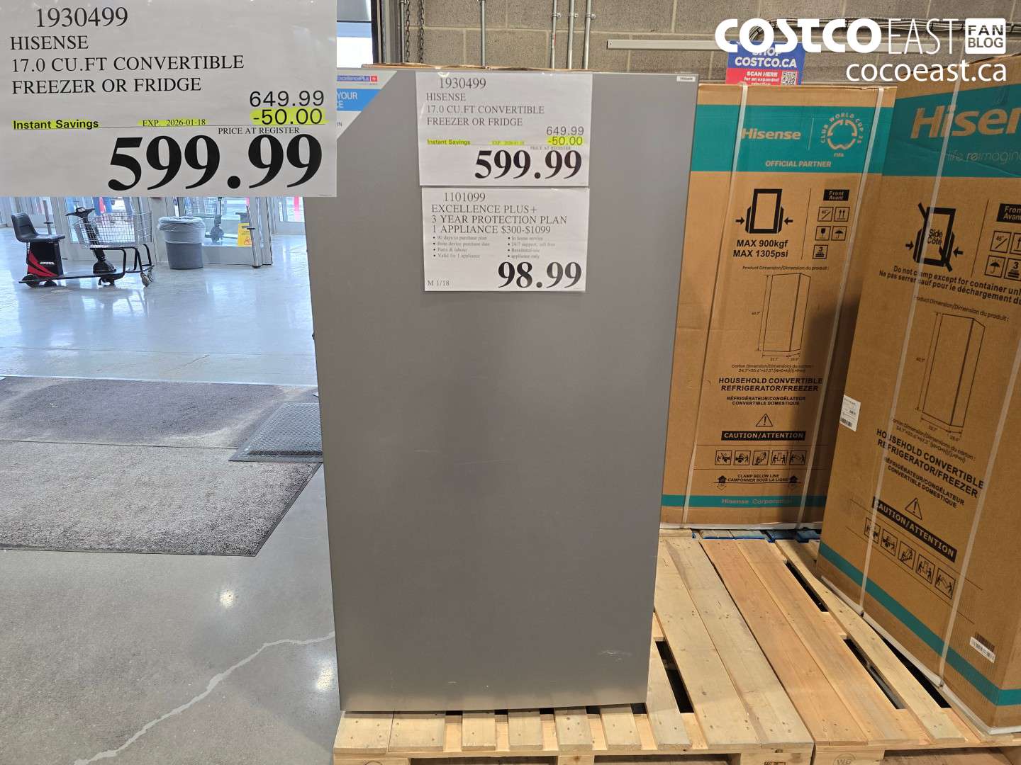 1930499 HISENSE 17.0 CU.FT CONVERTIBLE FREEZER OR FRIDGE ($50.00 INSTANT SAVINGS EXPIRES ON 2026-01-18) $599.99