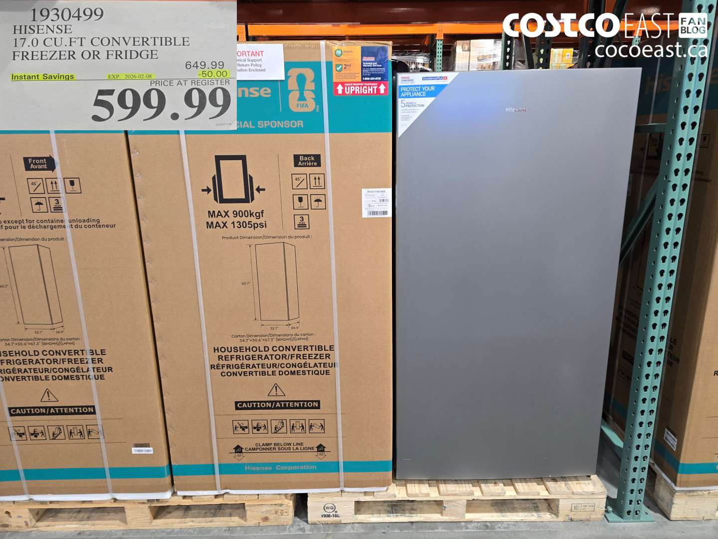 1930499 HISENSE 17.0 CU.FT CONVERTIBLE FREEZER OR FRIDGE ($50.00 INSTANT SAVINGS EXPIRES ON 2026-02-08) $599.99