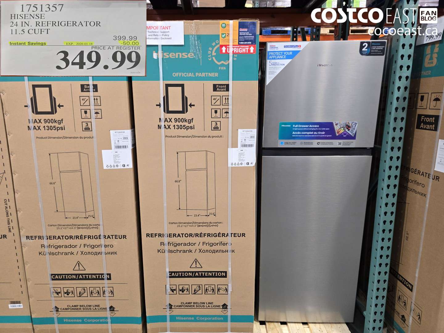 1751357 HISENSE 24 IN. REFRIGERATOR 11.5 cu.ft ($50.00 INSTANT SAVINGS EXPIRES ON 2026-01-18) $349.99