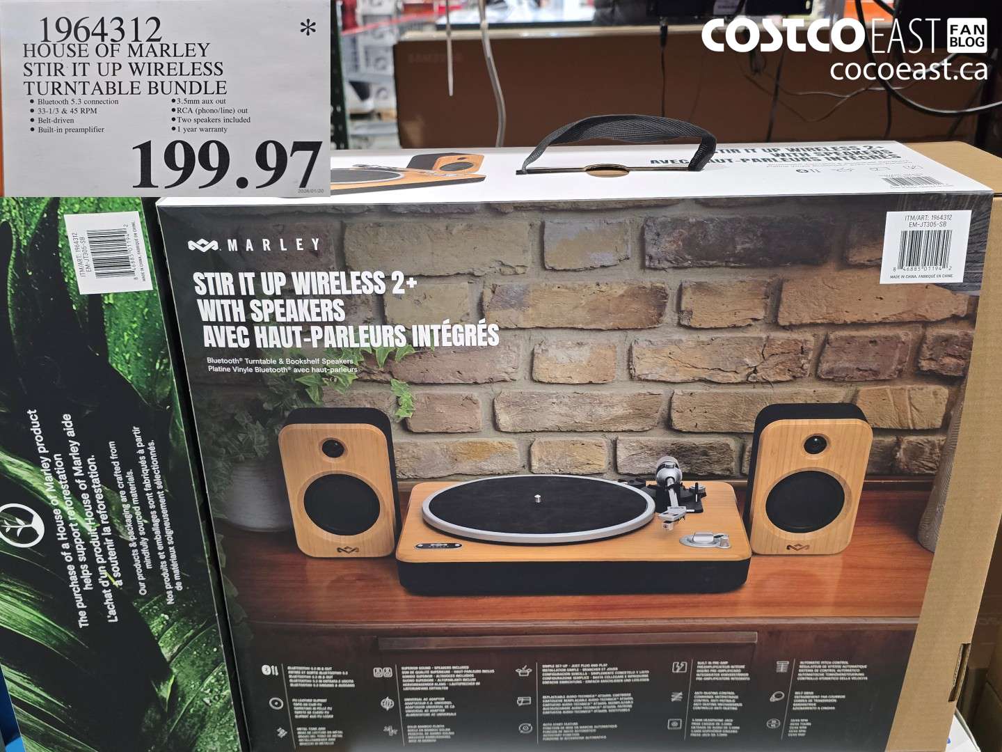 1964312 HOUSE OF MARLEY STIR IT UP WIRELESS TURNTABLE BUNDLE $199.97