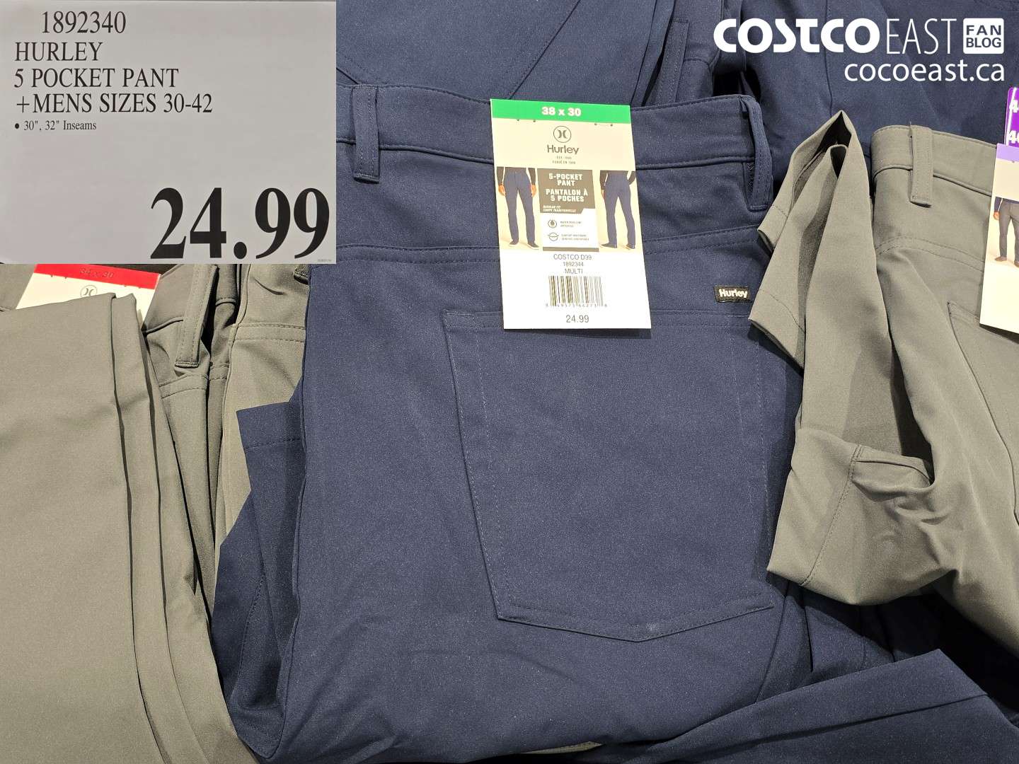 1892340 HURLEY 5 POCKET PANT +MENS SIZES 30-42 $24.99