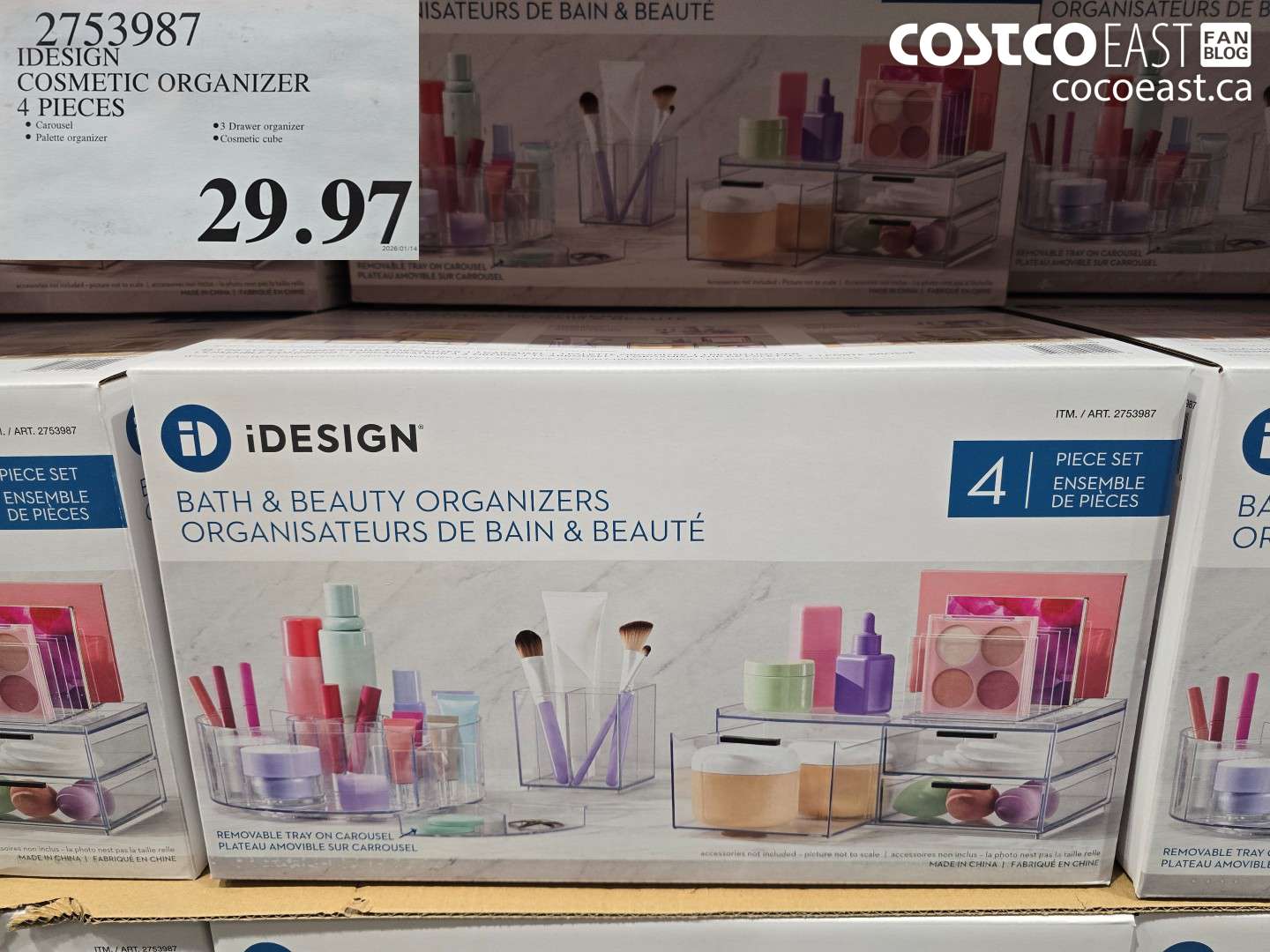 2753987 IDESIGN COSMETIC ORGANIZER 4 PIECES $29.97
