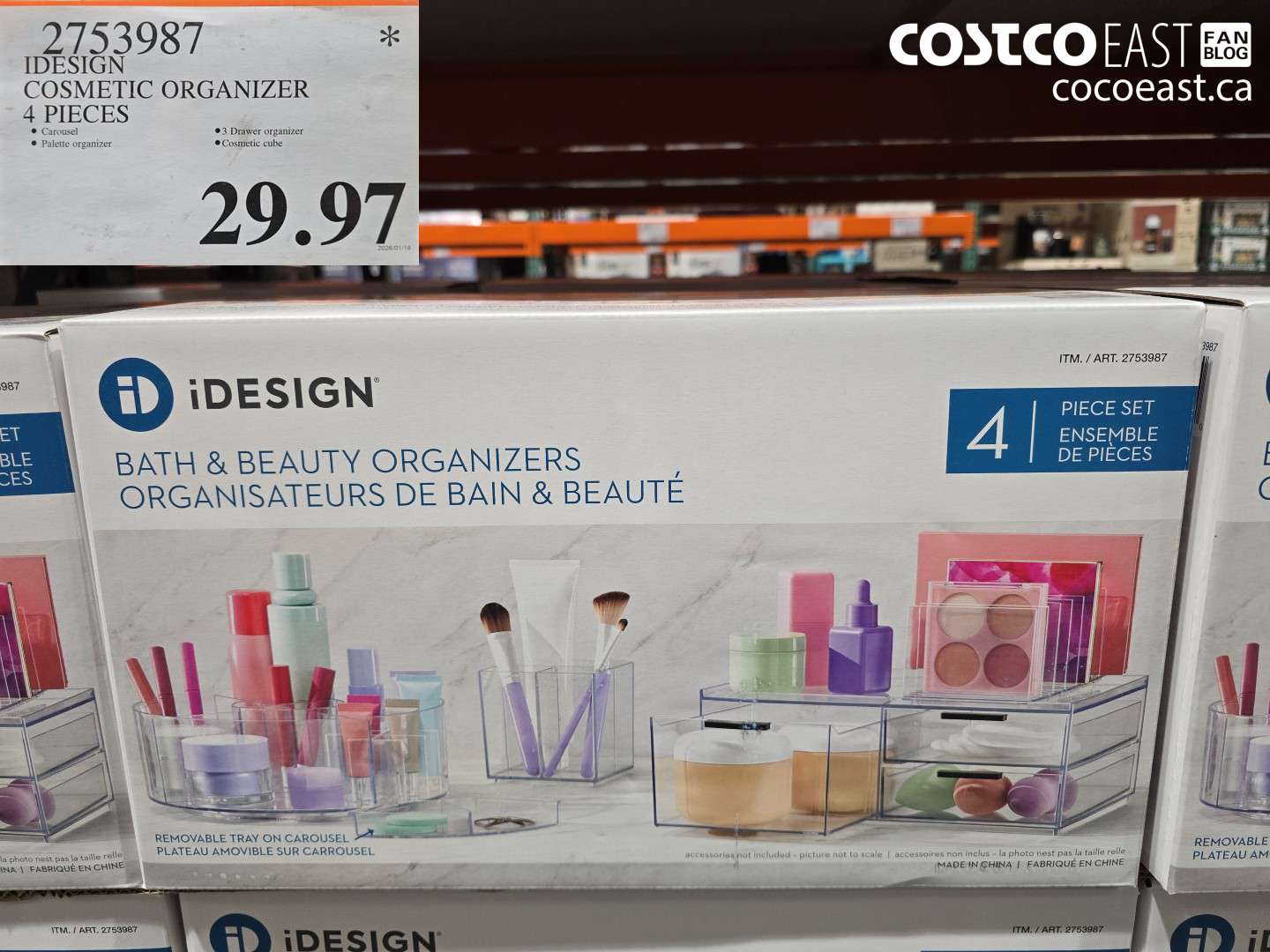 2753987 IDESIGN COSMETIC ORGANIZER 4 PIECES $29.97