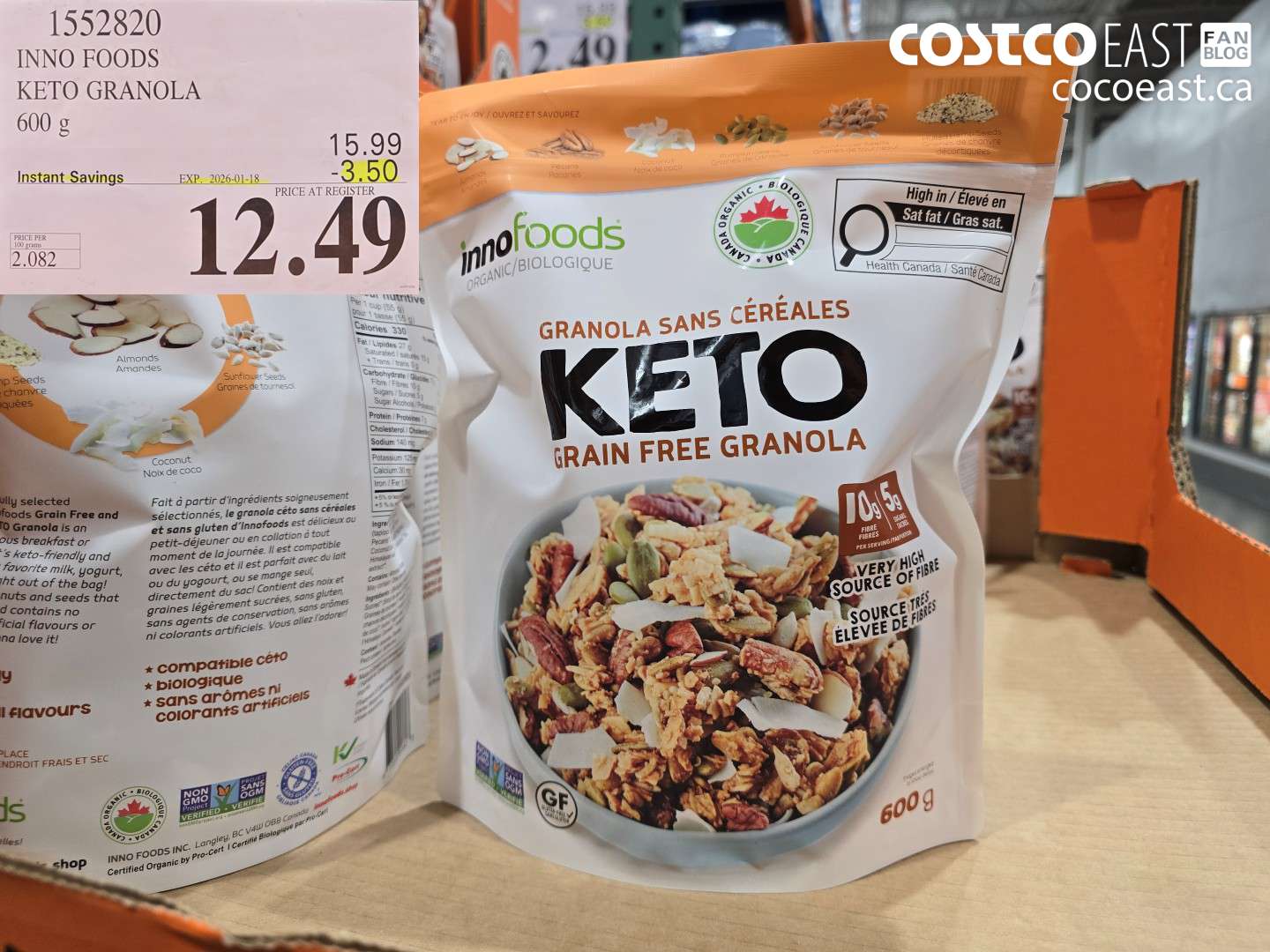 1552820 INNO FOODS KETO GRANOLA 600 G ($3.50 INSTANT SAVINGS EXPIRES ON 2026-01-18) $12.49