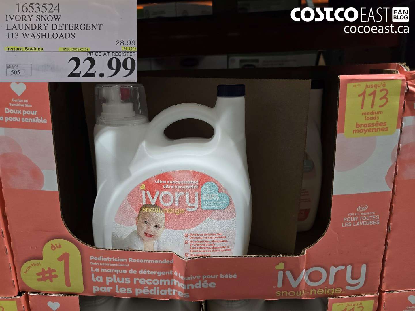 1653524 IVORY SNOW LAUNDRY DETERGENT 113 washloads ($6.00 INSTANT SAVINGS EXPIRES ON 2026-02-08) $22.99