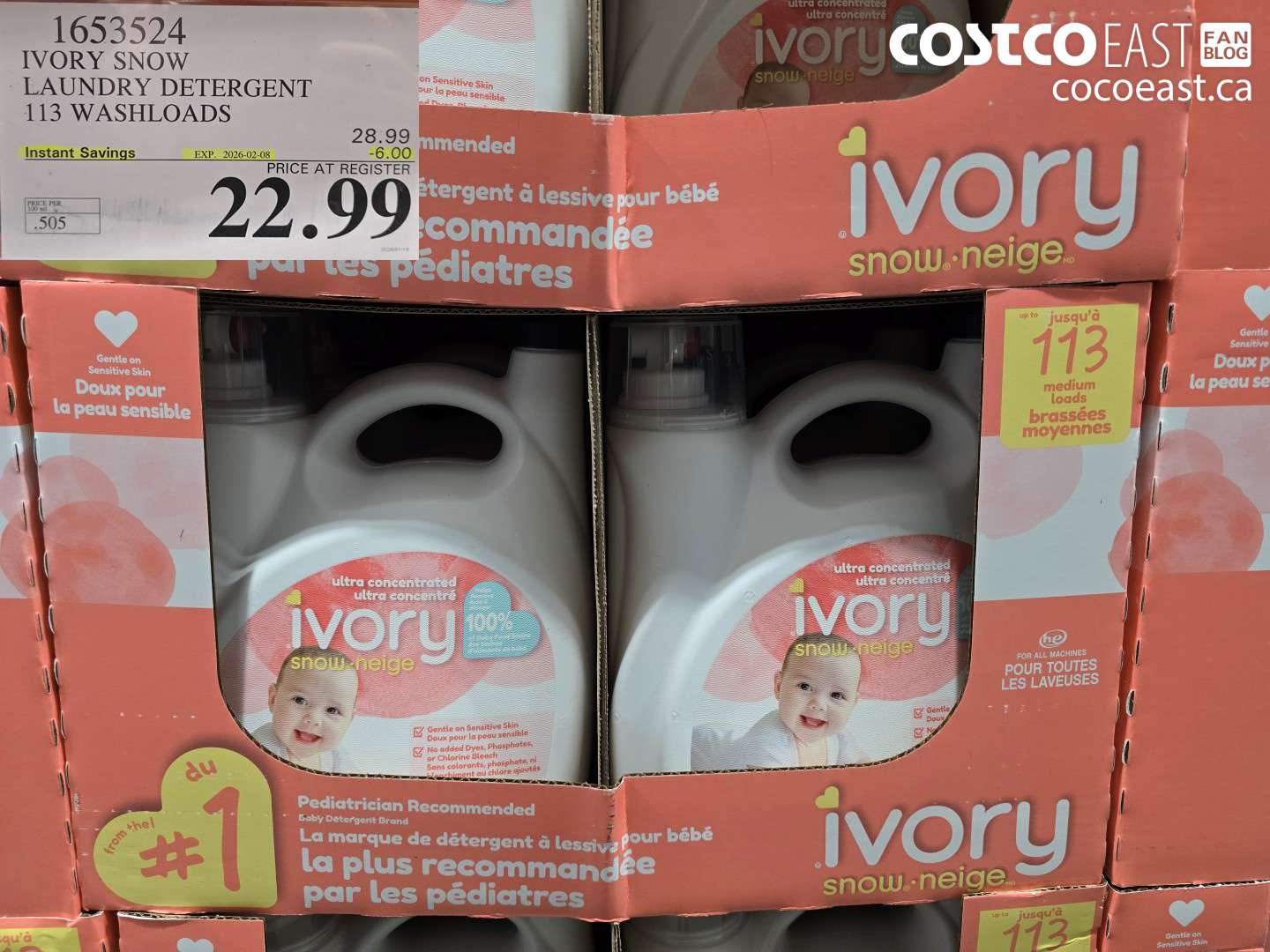 1653524 IVORY SNOW LAUNDRY DETERGENT 113 washloads ($6.00 INSTANT SAVINGS EXPIRES ON 2026-02-08) $22.99
