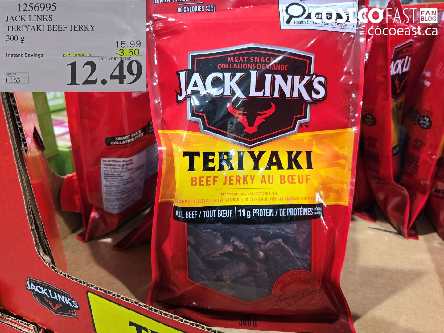 1256995 JACK LINKS TERIYAKI BEEF JERKY 300G ($3.50 INSTANT SAVINGS EXPIRES ON 2026-01-18) $12.49