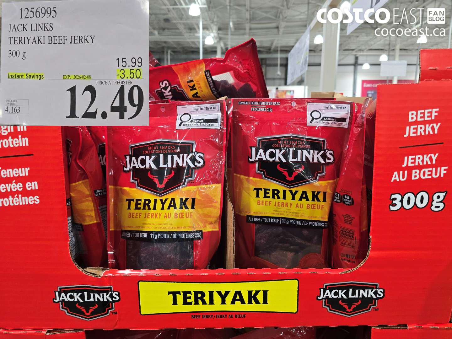 1256995 JACK LINKS TERIYAKI BEEF JERKY 300G ($3.50 INSTANT SAVINGS EXPIRES ON 2026-02-08) $12.49