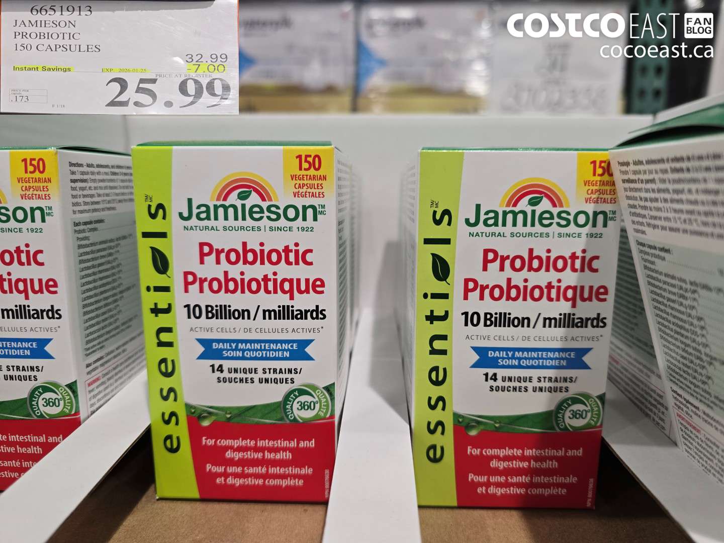 6651913 JAMIESON PROBIOTIC 150 CAPSULES ($7.00 INSTANT SAVINGS EXPIRES ON 2026-01-18) $25.99