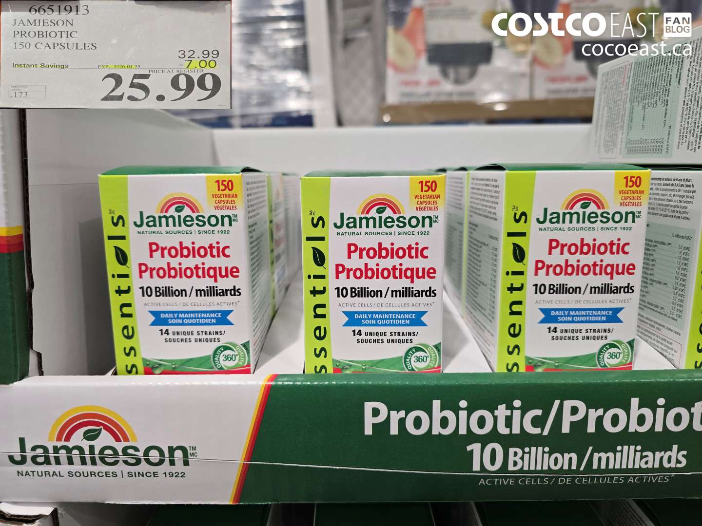 6651913 JAMIESON PROBIOTIC 150 CAPSULES ($7.00 INSTANT SAVINGS EXPIRES ON 2026-01-25) $25.99
