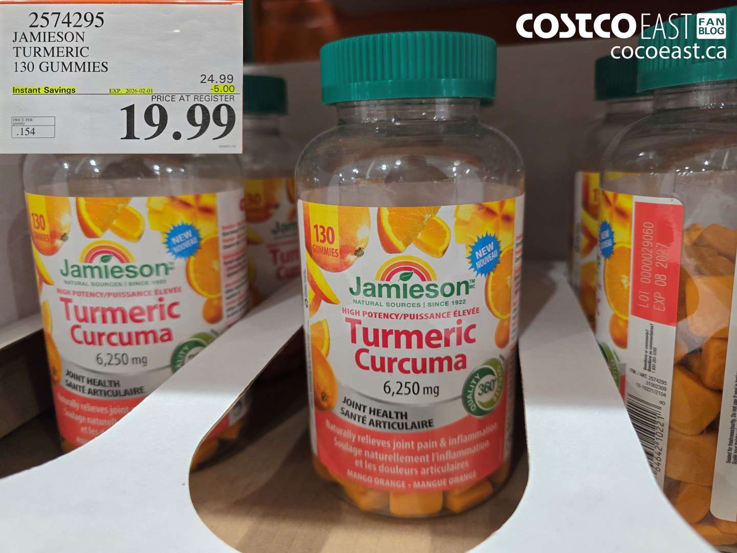 2574295 JAMIESON TURMERIC 130 GUMMIES ($5.00 INSTANT SAVINGS EXPIRES ON 2026-02-01) $19.99
