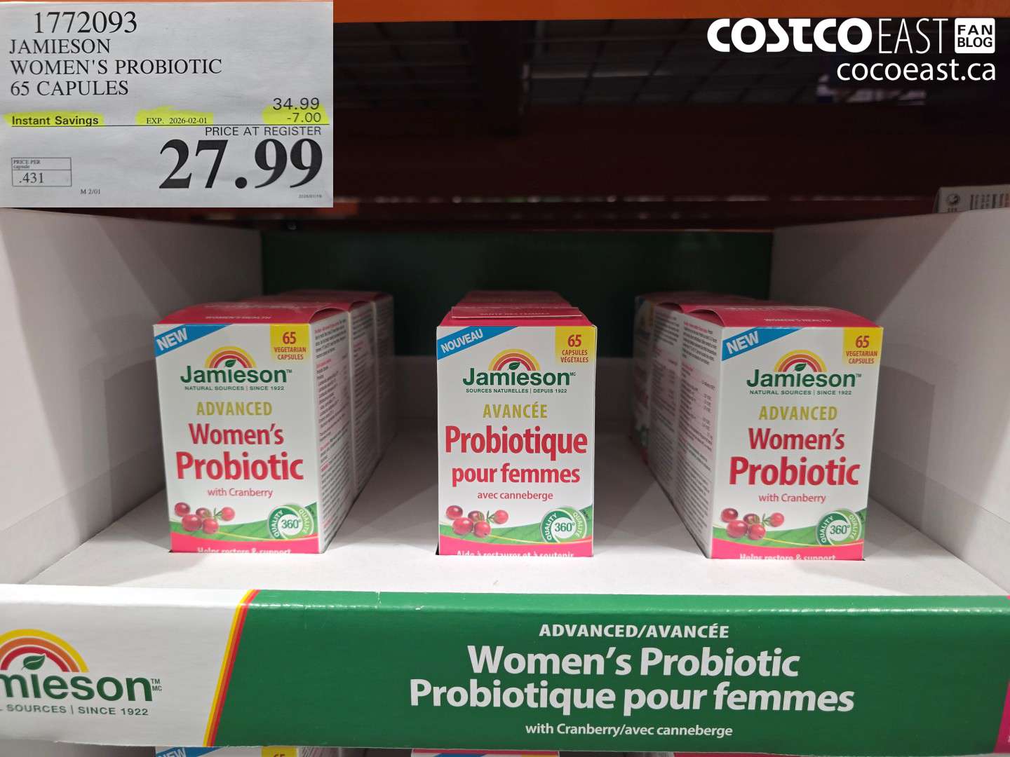 1772093 JAMIESON WOMEN'S PROBIOTIC - 65 CAPULES ($7.00 INSTANT SAVINGS EXPIRES ON 2026-02-01) $27.99