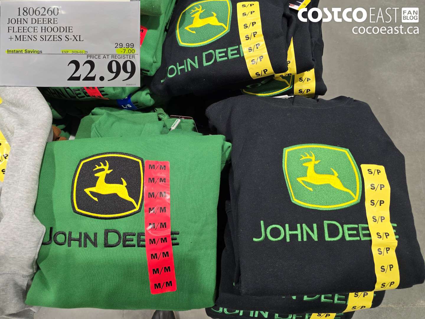 1806260 JOHN DEERE HOODIE +MENS SIZES S-XL ($7.00 INSTANT SAVINGS EXPIRES ON 2026-01-25) $22.99